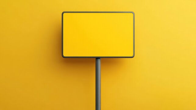 Blank Yellow Sign on Yellow Background: Minimalist Design Mockup for Advertisement