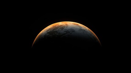 Planet Earth, sunrise, in the cosmos, glowing, crescent shape, view from space.