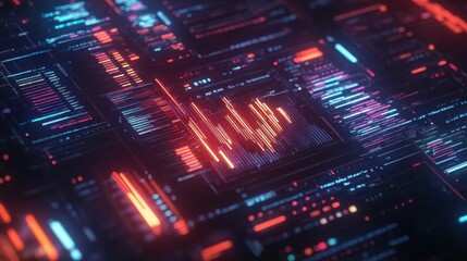 Obraz premium Abstract Digital Background with Glowing Lines and Shapes