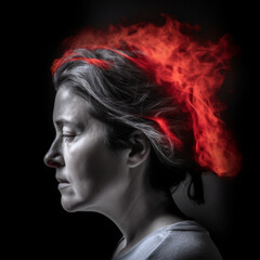 Fototapeta premium Portrait of an unhappy woman with severe headache