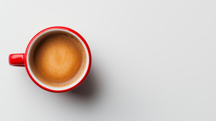 Minimalist Coffee Design with Red Cup and Clean Layout