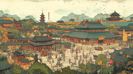 chinese temple in the morning