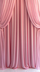 A soft pink draped fabric backdrop, suitable for events or photography.