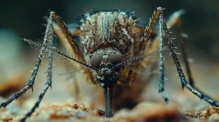 Close-up of a mosquito showcasing its intricate features and details.