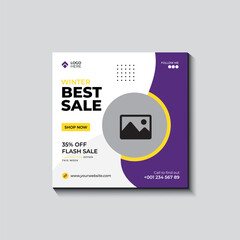Winter collection social media post or Instagram post template design