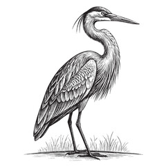 Obraz premium flamingo bird sketch hand dawn drawing vector illustration