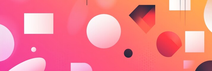 Vibrant Gradient Geometric Shapes - Abstract art, geometric shapes, gradient background, modern design, pink orange hues.  Symbolizing energy, creativity, innovation, balance, and harmony.