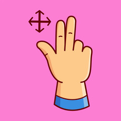 Move Hand Gesture Vector Illustration Icon. Flat Cartoon Style