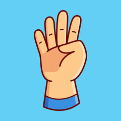 Four Hand Gesture Vector Illustration Icon. Flat Cartoon Style