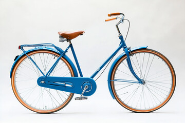 New blue bicycle on a white backgroun