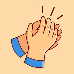 Clapping Hand Gesture Vector Illustration Icon. Flat Cartoon Style