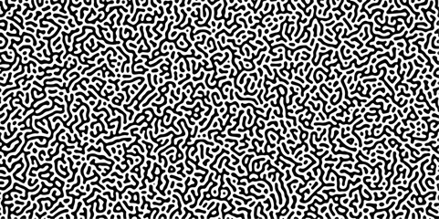 Organic seamless patterns with rounded lines Diffusion reaction background. Monochrome background of natural organic forms motion. Overlay template abstract Turing organic wallpaper background.