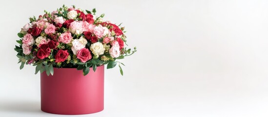 Stunning Bouquet of Pink and Red Roses in a Crimson Box