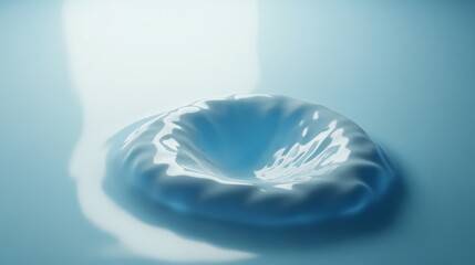 Water Droplet Impact: Ripples on Calm Blue Surface - A single water droplet creates concentric ripples on a serene blue surface, symbolizing tranquility, purity, impact, reflection, and fluidity.