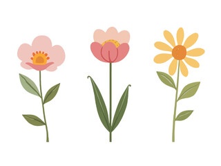 Flowers icon set. Flowers isolated on transparent background. Flowers in modern simple. Cute round flower plant nature collection. Vector illustrator.-4