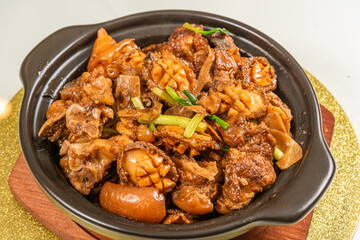 Abalone baked pork knuckle close-up