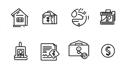 Collection of Minimalistic Icons Representing Financial Concepts