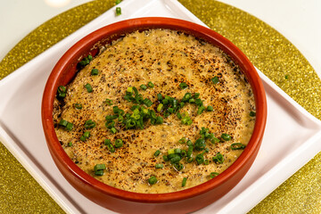 Baked oyster cake close-up