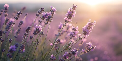Naklejka premium Sunset Lavender Field