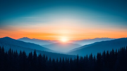 Obraz premium Serene Sunrise Over Mountain Landscape