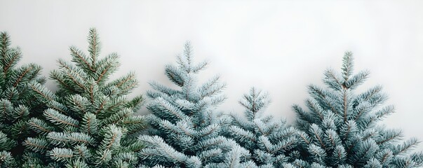 Obraz premium Lush Evergreen Trees Against Neutral Background