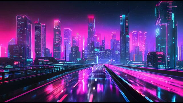 ネオンが輝く道路の動画