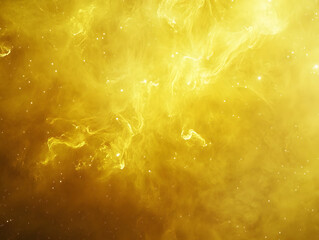 A vibrant depiction of a cosmic nebula filled with golden hues and scattered stars.