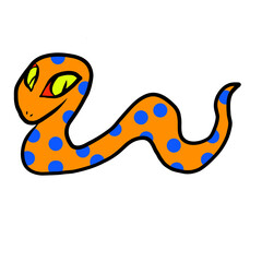 青い水玉模様のオレンジ色の蛇