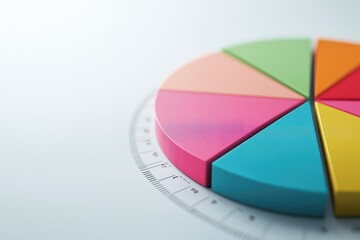 Obraz premium Financial data chart, colorful pie sections, detailed numbers, 3D illustration