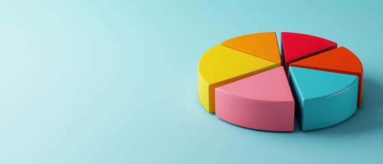 Obraz premium Multilayered pie chart, vibrant data breakdown, statistical infographic, 3D illustration