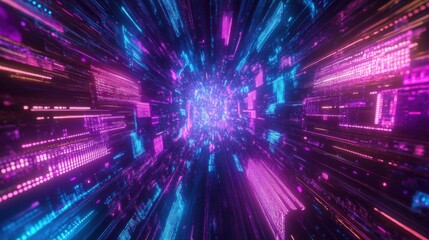 Obraz premium Vibrant Digital Energy Flow Creating a Futuristic Space Scene