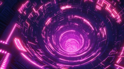 Fototapeta premium Abstract Digital Swirl with Neon Purple Glow and Futuristic Design