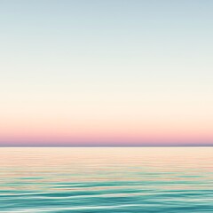 Calm sea at sunset, pastel colors, tranquil scene.