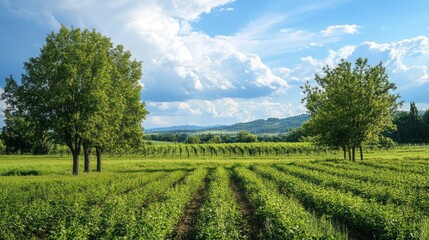 Obraz premium Agroforestry systems, trees integrated with crops in sustainable farming