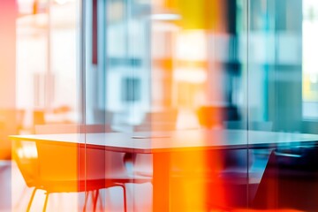 Abstract Office Space Modern Glass Table Chairs