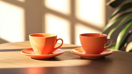 Fototapeta premium Coffee Cups on Table
