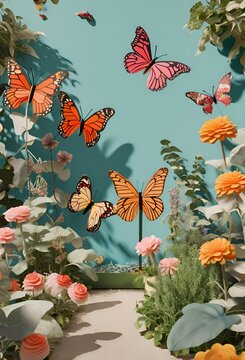 a group of butterflies in the garden