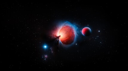 Colorful nebulae and planets in deep space.