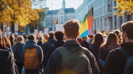 Citizens participating in a peaceful election day in Munich, Germany, emphasizing inclusivity and respect