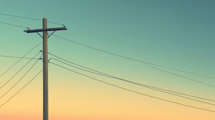 Fototapeta premium Utility Pole Against a Clear Blue Sky