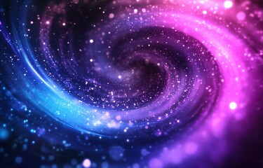 Fototapeta premium Colorful Spiral Galaxy with Stars and Light Reflections in Shades of Blue and Purple, Creating a Beautiful Cosmic Background for Digital Designs or Prints