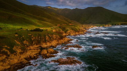 Big Sur rugged coastline in the late afternoon