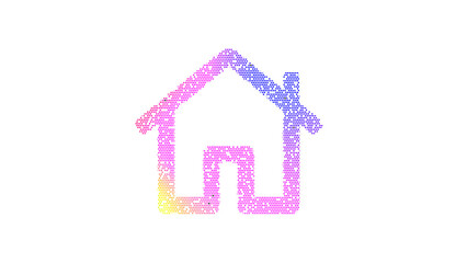Icon home is made up of LED square shapes. There are bright diodes and there are black dead diodes