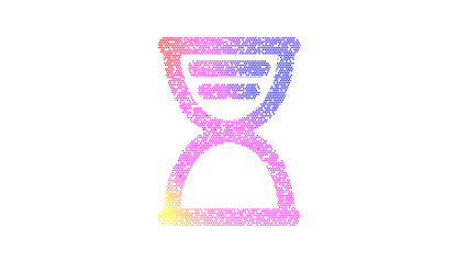 Icon hourglass start is made up of LED square shapes. There are bright diodes and there are black dead diodes