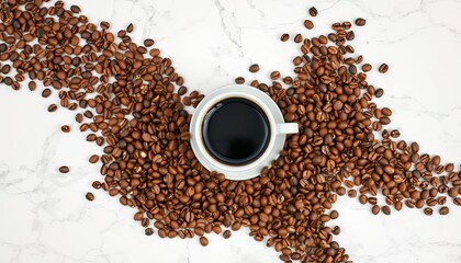 Naklejka premium Coffee Mug With Black Coffee Beans