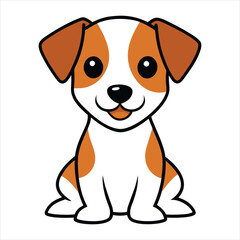 Cute Baby Jack Russell Terrier Sitting Vector Cartoon Illustration
