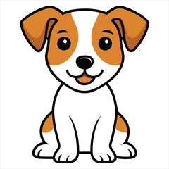 Fototapeta premium Cute Baby Jack Russell Terrier Sitting Vector Cartoon Illustration 