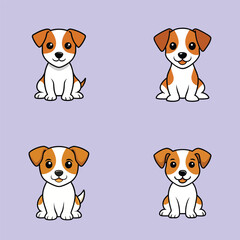 Collection of Cute Jack Russell Terrier Dog isolated Vector illustration