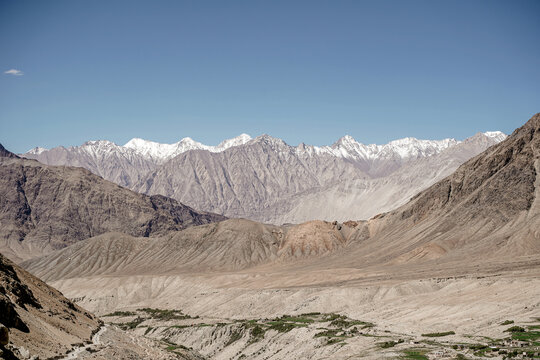 Diskit gompa, Ladakh, India. Diskit Gompa is the oldest and largest Buddhist monastery (gompa) in Diskit, Nubra Valley of the Leh district.