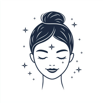 recommend clip art: Minimal line art of meditating woman